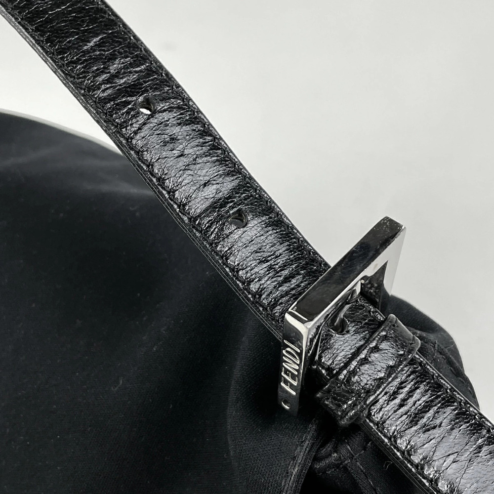 Fendi Zucca Hobo Shoulder Logo Bag Black